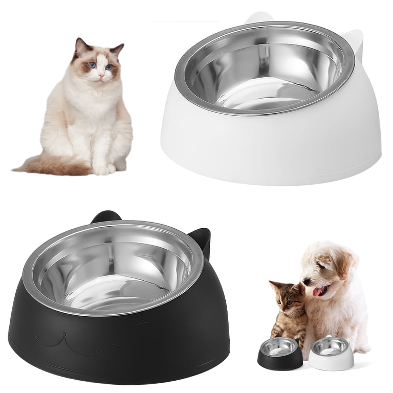 Prdigy Tilted Cat Bowls, Stainless Steel 2-Pack photo 1