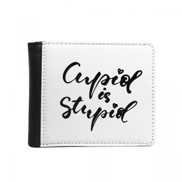 Cupid Is Quote Style Wallet Purse Flip Bifold Faux Leather Multi-Function
