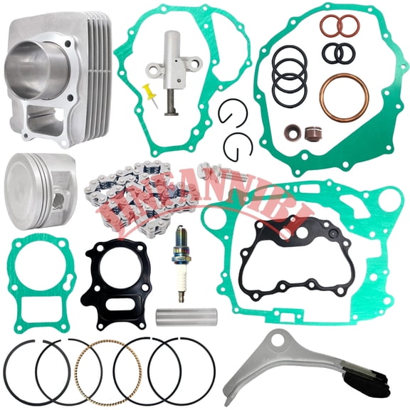 Top End Rebuild Kit Cylinder Piston Ring Tensioner Gasket Timing Chain for Honda Recon 250 TRX250 EX X 1997-2024 | 68.5mm Bore |12100-HN6-000 13011-HS0-305