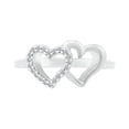 thumbnail image 2 of DGOLD Sterling Silver Round White Diamond Double Heart Ring for Women (1/10 cttw), 2 of 3