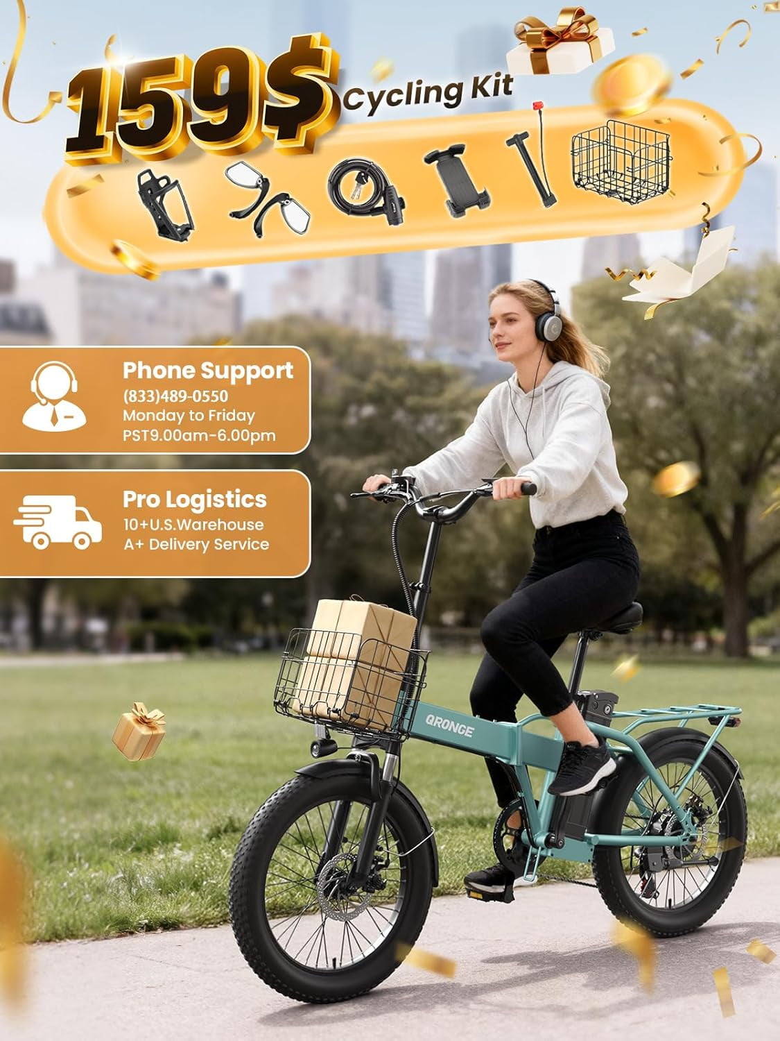 Folding Electric Bikes for Adults 1000W Peak Motor up to 70 Miles Range 28 mph Max Speed 20" x 3.0" Fat Tire Foldable Ebikes 48V 13.5AH Removable Battery 7-Speed E-Mountain Bikes, UL2849 by SGS