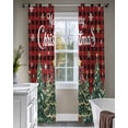 thumbnail image 4 of Red Plaid Christmas Sheer Curtains 84 Inch Length 2 Panels Set for Living Room/Bedroom, Xmas Tree Snowflake Checkered Winter Kitchen Curtains Grommet Semi-Sheer Curtains Window Treatments 52"x84"x2, 4 of 7