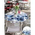 thumbnail image 5 of Outdoor Tablecloth with Umbrella Hole for Patio/Picnic/Party/Camping, Blue Blooms Floral Waterproof Table Cloth Round Cover Washable, Farmhouse Spring Flowers Botanical (Dia 54"), 5 of 8