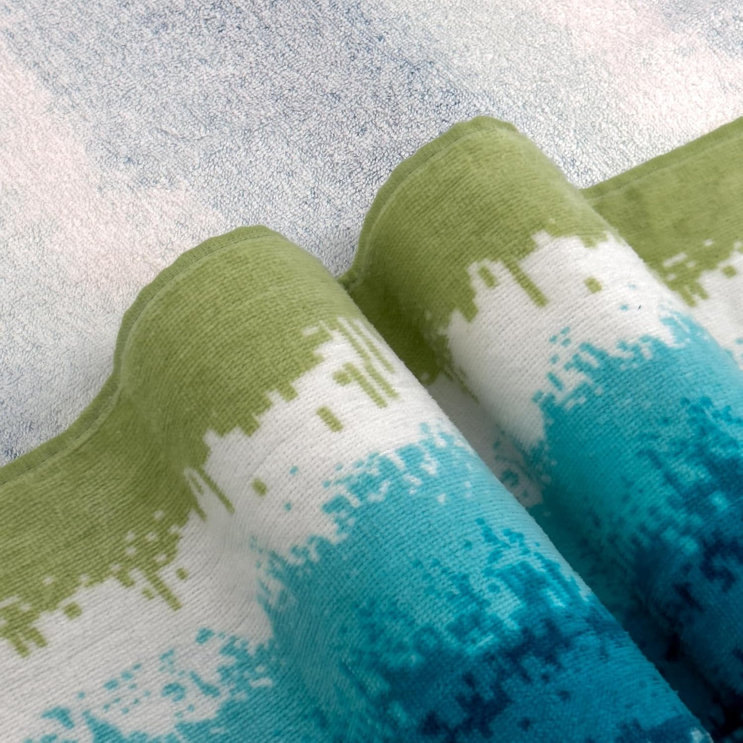 Large Beach Towel Oversized - Cotton Velour  Inch Coast Waves Camo Striped Terry Pool Towel, Soft Swimming Towel for Adults Women Men