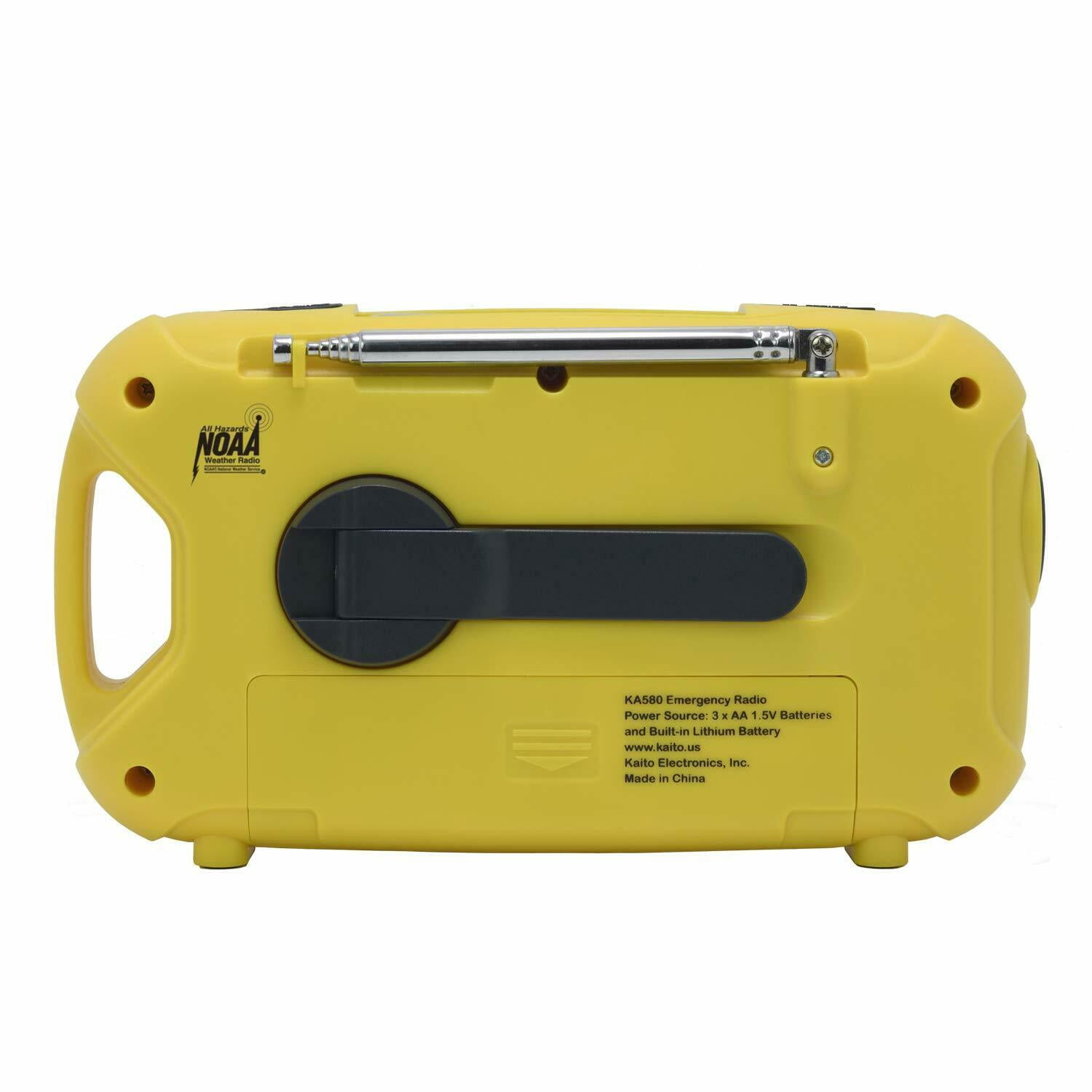 Kaito KA580 Emergency Radio with Solar Dynamo Crank AM FM NOAA Weather Receiver - Yellow