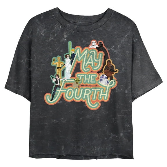 Juniors Star Wars May The Fourth Retro Characters T Shirt