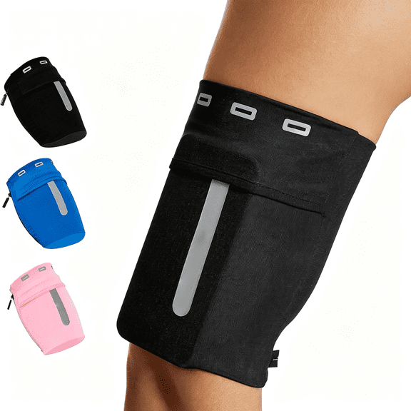 GJX Running Armband Sleeve Universal Sports Armband Cell Phone Holder Armband for Exercise Workout,Compatible with Iphone 17/16/15/14/Plus/Pro All Phones (M,Black)