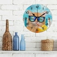 thumbnail image 4 of Dreamtimes Cool Beach Cat Wall Clock, 10 Inch Silent Non Ticking Round Clock Oil Painting Clock Easy to Read Clock for Living Room Bedroom Bathroom Home Decor, 4 of 7