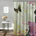 thumbnail image 2 of Creowell  Fashion Shower Curtain, Fairy Girl with Wings in a Floral Fantasy Garden Theme Flying Butterflies Printed, Bathroom Decor for Playroom Set with Hooks 36x72, 2 of 7