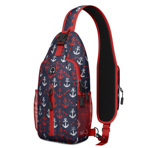 Crossbody Sling Backpack for Women Men Navy Ship Anchor Shoulder Sling Crossbody Casual Chest Bag for Travel Sports Running Hiking
