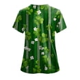 thumbnail image 5 of GEWSEY St Patricks Day Scrub Tops for Women Short Sleeve V Neck Scrubs Lucky Shamrock Print Plus Size Medical Uniform Shirts (Dark Green, XL), 5 of 8