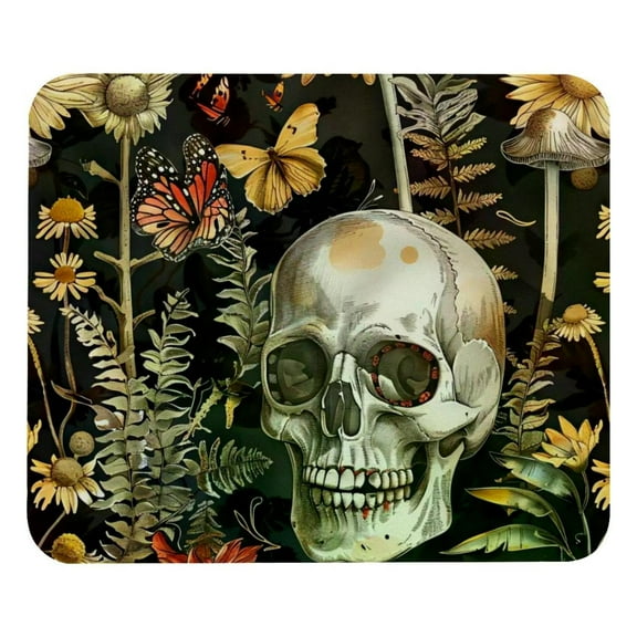 PhooArto Comfortable Mouse Pad Sunflower Skull Vintage Desktop Mousepad , 21 x 25 cm Mouse Mat, Non-Slip Rubber Base, Improves Speed and Precision
