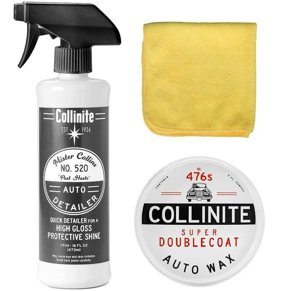 Collinite 520 Quick Detailer and 476S Super Double Coat Auto Wax and Towel Combo