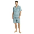 thumbnail image 3 of Vulcanodon Mens Cotton Pajama Short Set, Button Down Pajama Set for Men Plaid Men's Sleepwear(Plaid-Aqua Blue, Small), 3 of 5