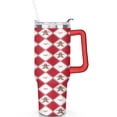 thumbnail image 2 of Gingerbread Man Diamond Pattern Bow 40 Oz Tumbler with Handle Lid and Straw Stainless Steel Double Walled Vacuum Insulated Cup Merry Christmas Gifts Tumbler for Women Men Friends Outdoor Indoor, 2 of 6