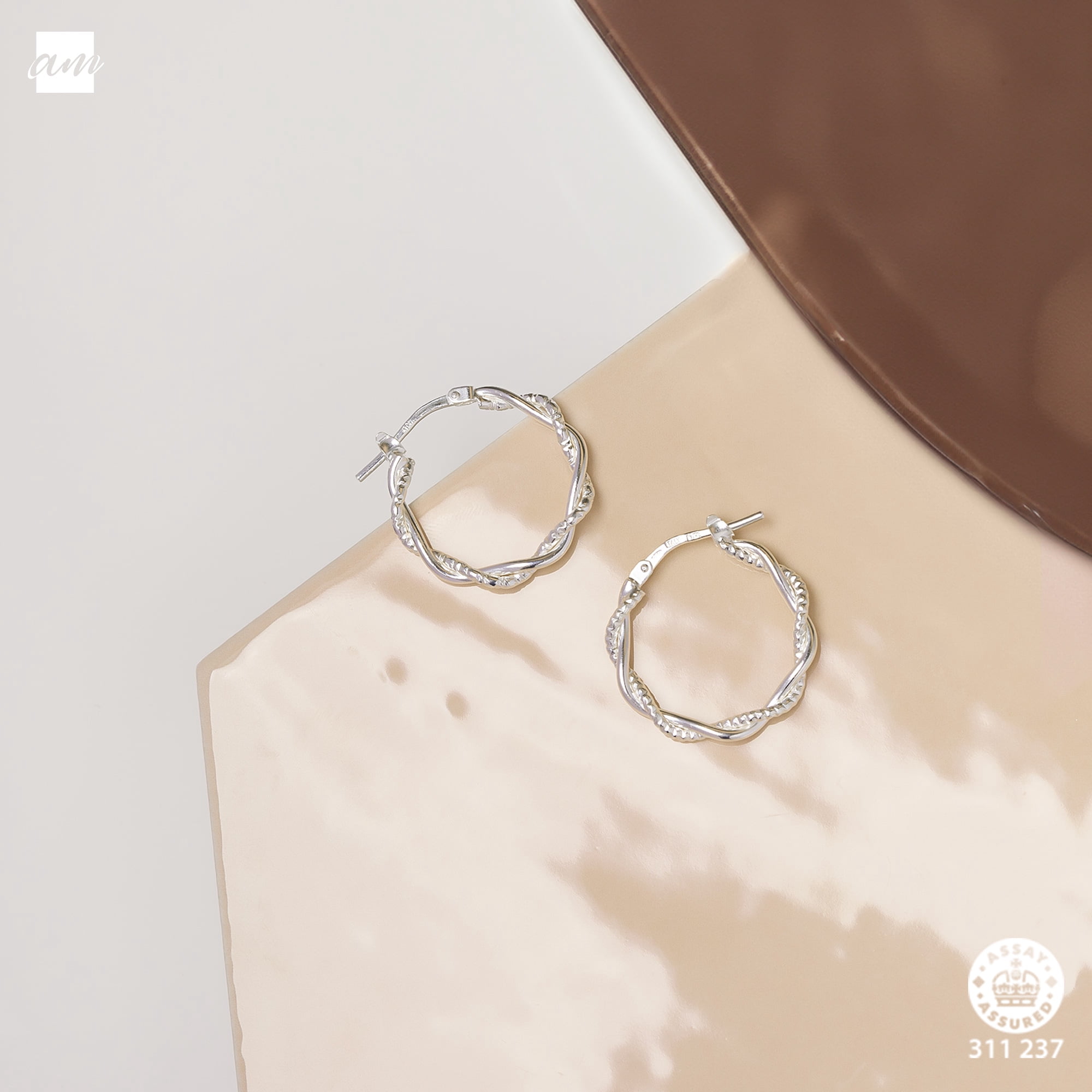 Amberta Italian 925 Sterling Silver Twisted Hoop Earrings for Women: Spiral Hoop Twist Earrings 20 mm