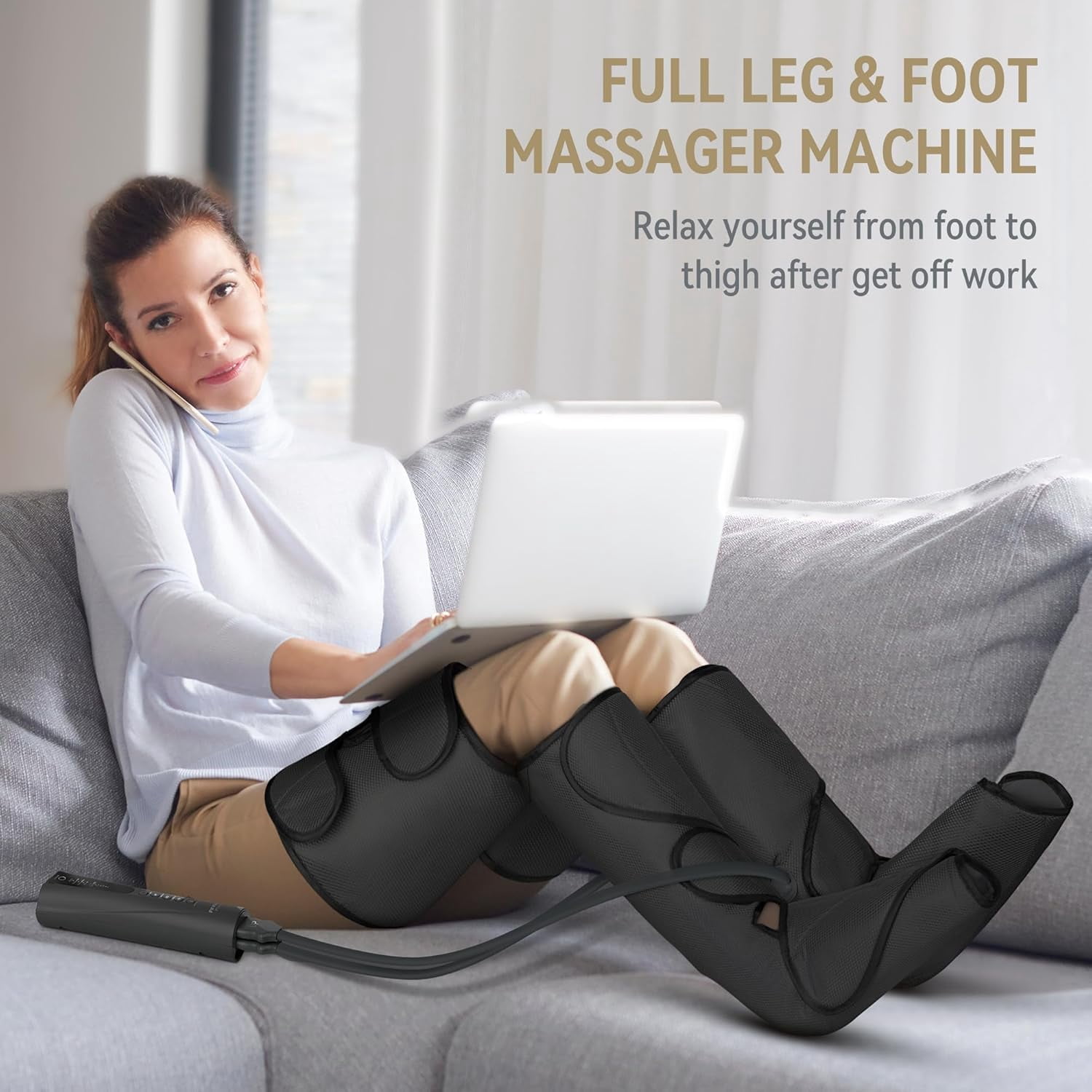 FIT KING Foot and Leg Massager for Circulation and Relaxation with Hand-held Controller 3 Modes 3 Intensities FT-012A