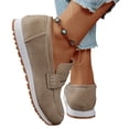 thumbnail image 5 of HTHLVMD Woman's Loafer Casual Sneakers, Woman's Chunky-Soled Low-Top Penny Loafers Slip-On Slip-Resistant Lightweight Wedge Walking Shoes for Casual, Business, and Work, Khaki 8, 5 of 6