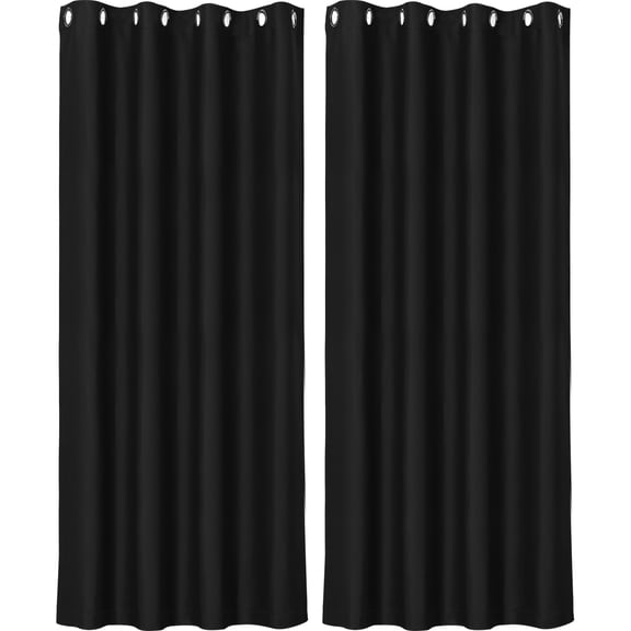 Unique Bargains Blockout Window Darkening Gorgeous Grommet Curtain Panels Set of 2 Black 52" x 84"