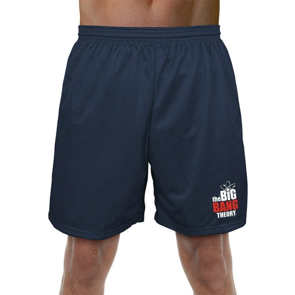 Big Bang Theory Logo Logo Mens Lined Mesh Shorts, Navy, Medium