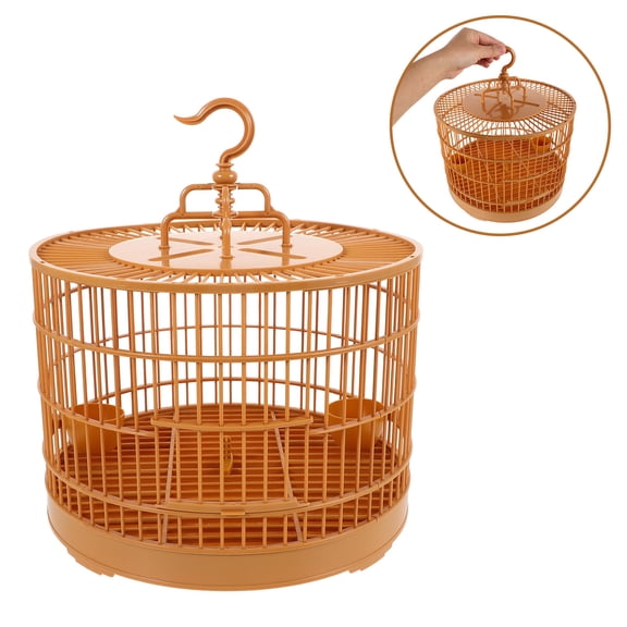 HEANUJJ Round Yellow Hanging Bird Cage Plastic Cage Ornament Safe Convenient for Home Use