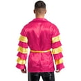 thumbnail image 2 of Sxiwei Mens Rumba Samba Dance Costume Long Sleeve Coat Tunic with Belt for Carnival Halloween Party Hot Pink 3XL, 2 of 7