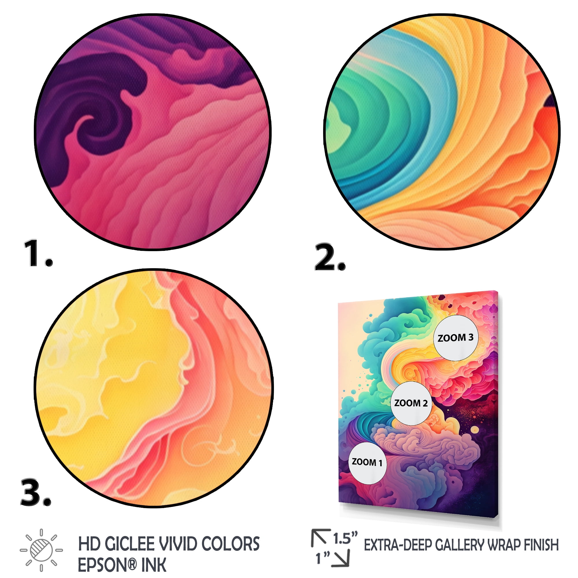 Designart Multicolor Swirly Clouds V Canvas Wall Art
