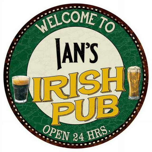 Ian's Irish Pub 14" Round Metal Sign Kitchen Bar Wall Decor 100140036010