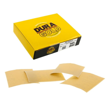 

220 Grit Gold - 1/4 Sheet Hook & Loop Sandpaper Sheets 5.5 x 4.5 - Box of 25