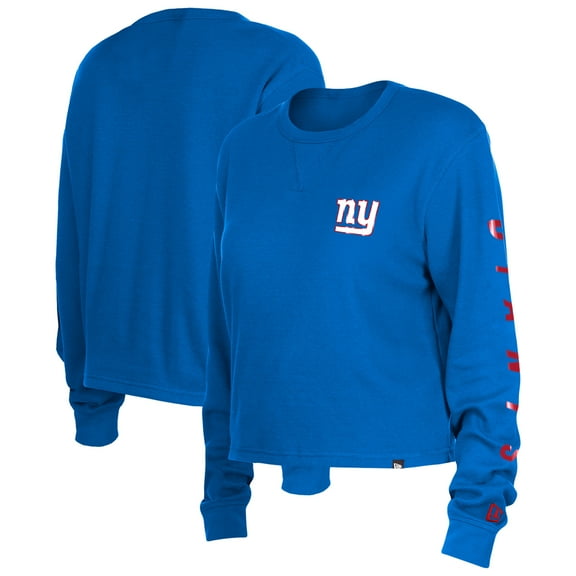 Women's New Era Royal New York Giants Sport Night Thermal Long Sleeve Cropped-T-Shirt