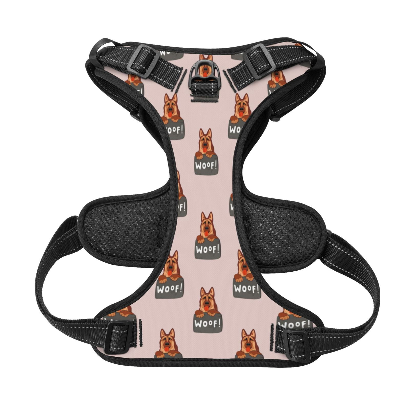 Kdxio German Shepherd Dog Print No Pull Dog Harness Adjustable Reflective Oxford Easy Control Medium Large Dog Harness for Training and Everyday-Medium