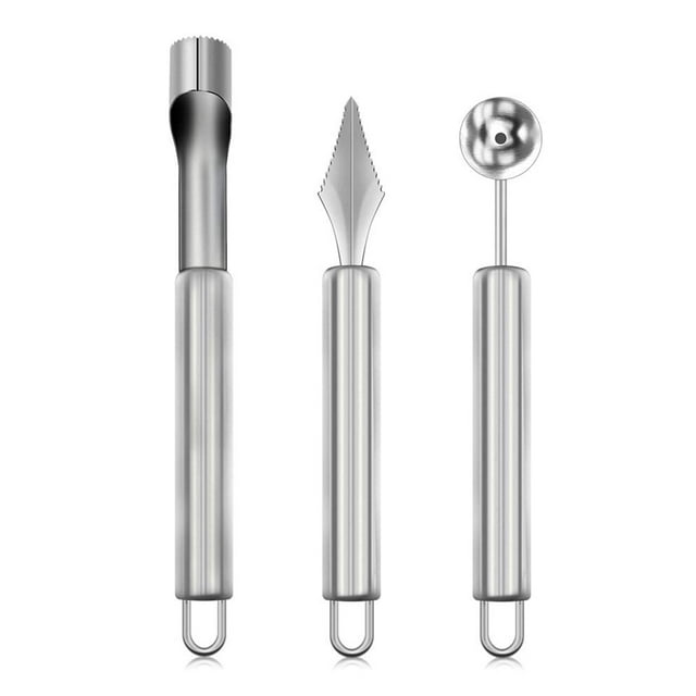 ZheElen 3 Pieces/set Household Fruit Ball Scoop Engraving Tool Core Remover Watermelon Handtools Heat Resistant Kitchen Utensil Kit