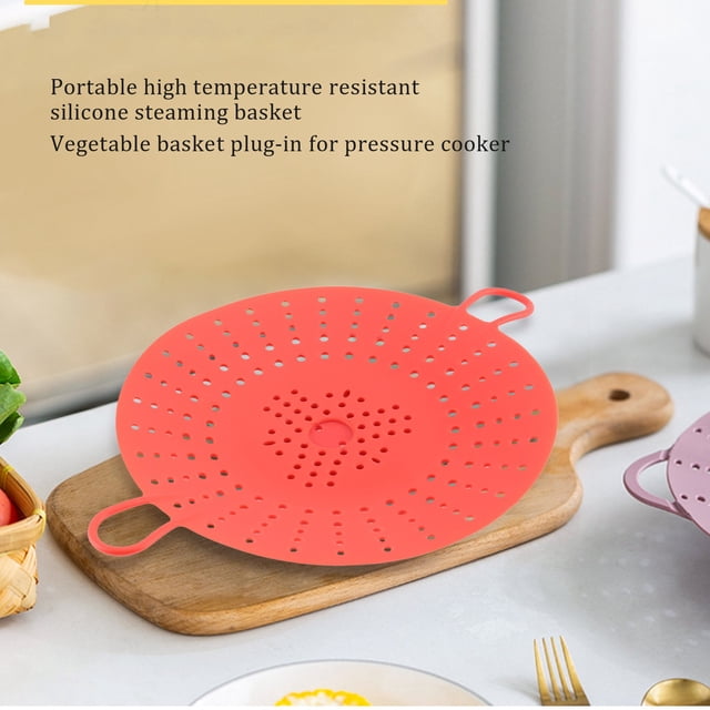 2 Pcs Silicone Steamer,Vegetable Steamer Basket Insert for Pressure Cookers, Microwavable, Multicookers,Red