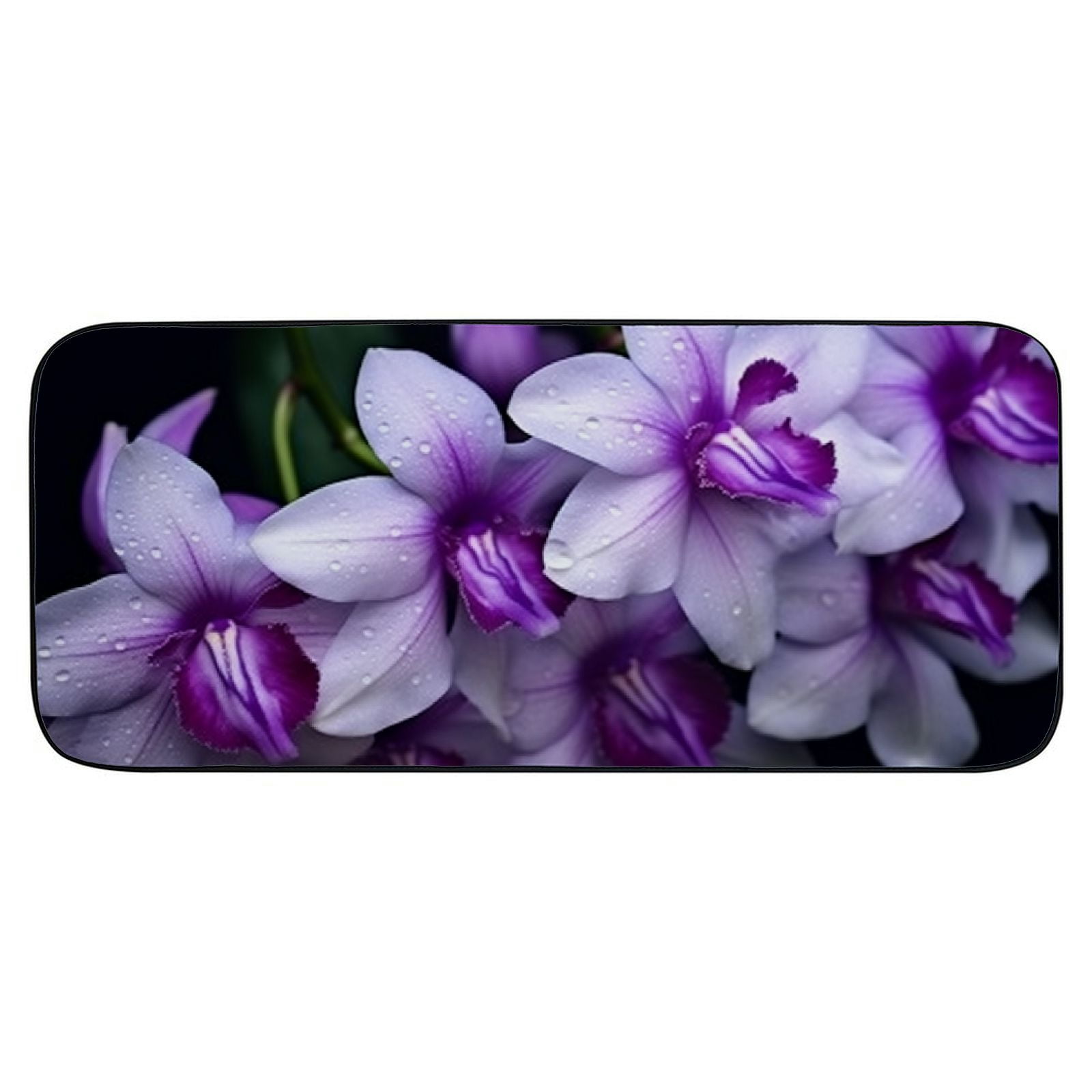 Qinduosi Decorative Door Mat, Door Mat with Non-Slip Rubber Backing, Easy Cleaning, Traps Dirt, for Entry, Patio, Garage - Orchid Purple Flowers Nature Tropical Beauty 19.68*47.24 in