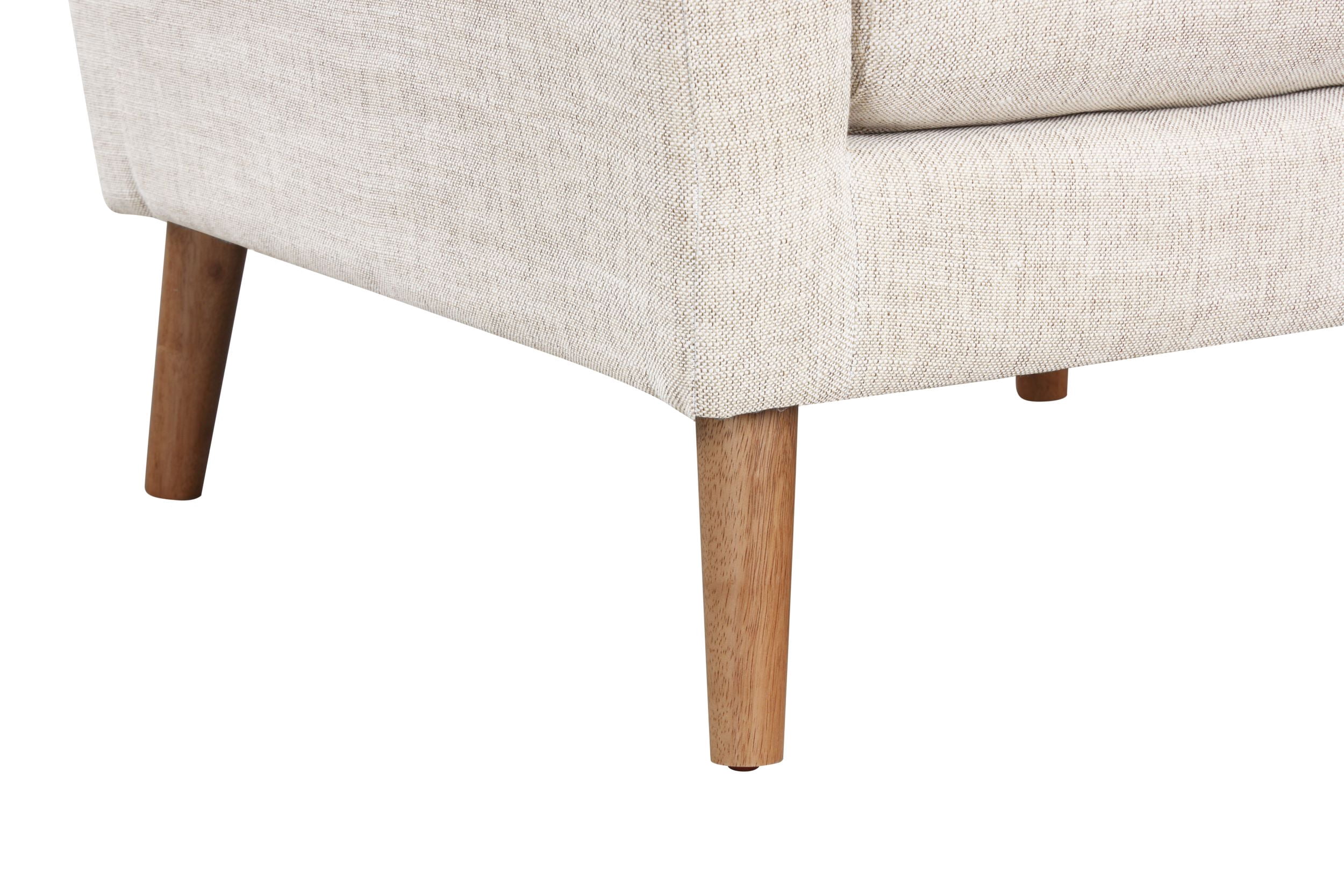 Mainstays Square Arm Accent Chair With Rubber Wood Legs, Beige Linen Fabric