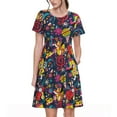 thumbnail image 1 of Lsque Robe Décontractée Imprimée Rock pour Femmes T-Shirt Été Manches Courtes Col Rond Robes Évasées, 1 of 6