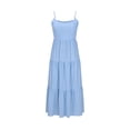 thumbnail image 5 of Nmnitkp Summer Dresses for Women Sleeveless Spaghetti Strap Backless Tiered Maxi Dress, Casual Summer Beach Vacation Dress with Back Bow, Waist Tie & Flowy Ruffle Hem Dress Blue,M, 5 of 9