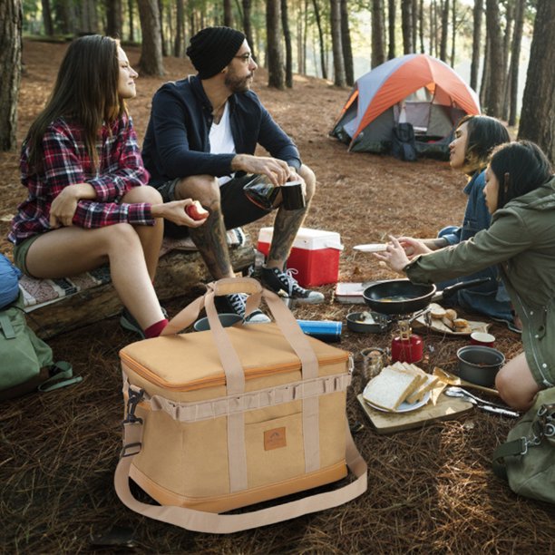 Bolsa De Viaje Para Campamento Oxford Camping Meal Bag Save Space Accesorios impermeables para exteriores (Caqui)