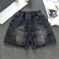 thumbnail image 2 of Maean Denim Shorts for Girls Summer Jeans Shorts Elastic Waist Wide Leg Loose Short Pants with Pocket, 2 of 7