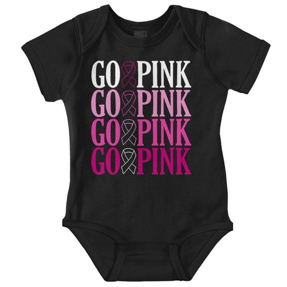 Breast Cancer Go Pink Ribbon Gradient Baby Bodysuit Jumper Girls Brisco Brands NB
