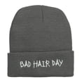 thumbnail image 5 of Bad Hair Day Embroidered Long Beanie - Dk Grey OSFM, 5 of 5
