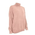 thumbnail image 4 of MSJUHEG Womens Sweaters Turtleneck Sweater Women Cotton High Neck Pullover Style Long Sleeves Lightweight Women'S Sweaters Pink M, 4 of 5