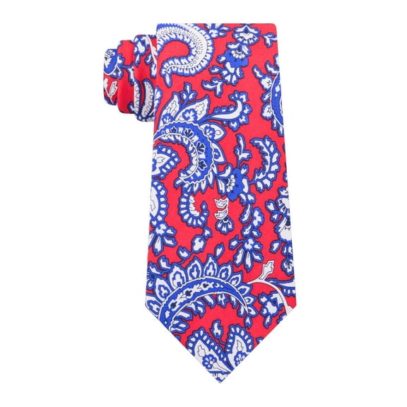 Tommy Hilfiger Mens Central Silk Paisley Neck Tie Red O/S