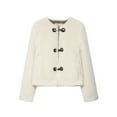 thumbnail image 4 of Women's Stylish Clasp Front Jacket, Long Sleeve Round Neck Short Outerwear with Welt Pockets, 4 of 4