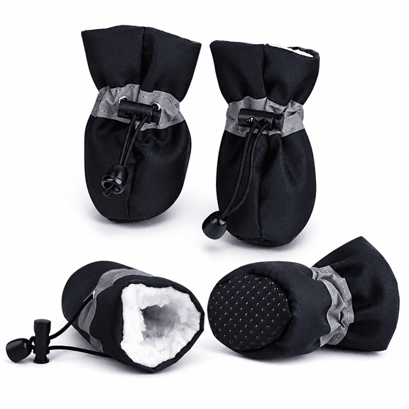 ELORIAH 2026 New 4Pcs Waterproof Winter Pet Dog Shoes Anti-Slip Rain Snow Boots Footwear Thick Warm for Small Cats Dogs Puppy Dog Socks Booties Black M