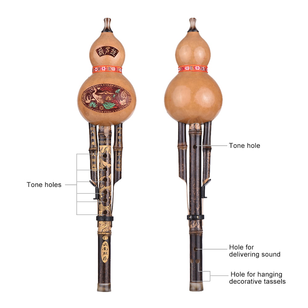 Size : B Key Chinese Traditional Gourd Silk Musical Instrument Golden Bamboo Nine-Hole Gourd B/C/D Tune HULUSI National Orchestra Suitable for Beginners 