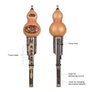 MIXFEER Chinese Handmade Black Bamboo Hulusi Gourd Cucurbit Flute Ethnic Musical Instrument Key of C with Case for Beginner Music Lovers