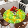 thumbnail image 2 of Green Lemon Plaid Round Tablecloth 45-54 Inch Round Fitted Table Cloth with Elastic Edge, Farmhouse Checkered Buffalo Summer Waterproof Table Cover Protector for Outdoor Picnic Party Dining, 2 of 6