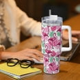thumbnail image 6 of Uemuo Flamingo Print 40oz Ice Bully With Handle And Straw Stainless Steel Vacuum Insulated Cup And 2 In 1 Straw Lid Insulated Travel Tumbler, 6 of 8