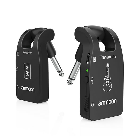 ammoon Wireless Guitar System 2.4G Rechargeable 6 Channels Audio Transmitter Receiver for Electric Guitar Bass